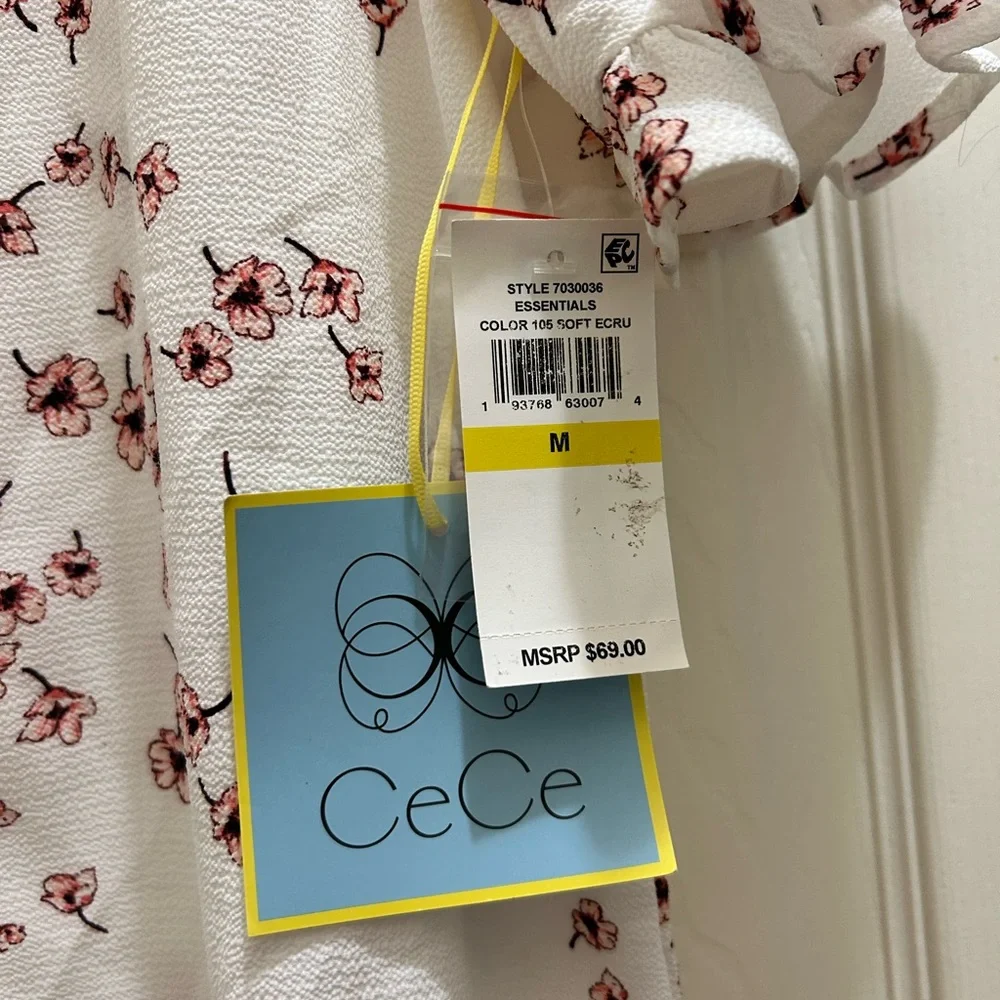 CeCe Top Pink Floral Blouse - Picture 5 of 5